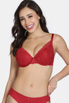 Zivame La Flamme Padded Plunge Wired Medium Coverage Lace Bra - Scarlet Smile — thumbnail 1